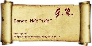 Gancz Máté névjegykártya